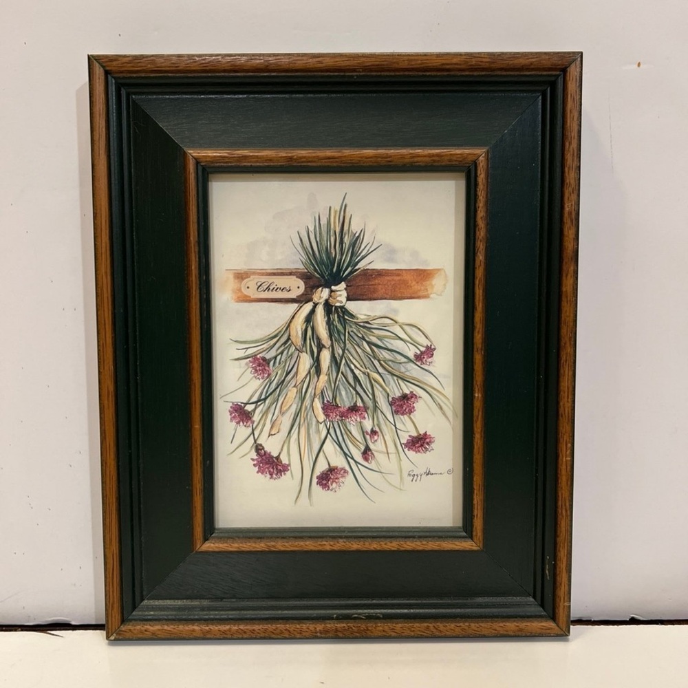 Peggy Abrams Drying Herb Water Color Prints Vintage frame